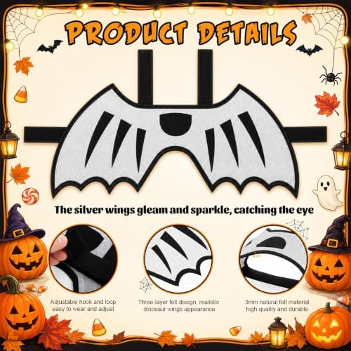Dog Dragon Wings, Halloween Dragon Costume for Dog Cat, Silver, L - Image 2