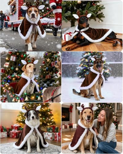 CuteBone Christmas Dog Costumes for Small, Medium, Large Dogs – Reindeer Pet Cosplay Outfits | Cute Puppy Costume for Holiday Party, Dress-Up, Photo Shoots GBZ06-3XL - Image 3