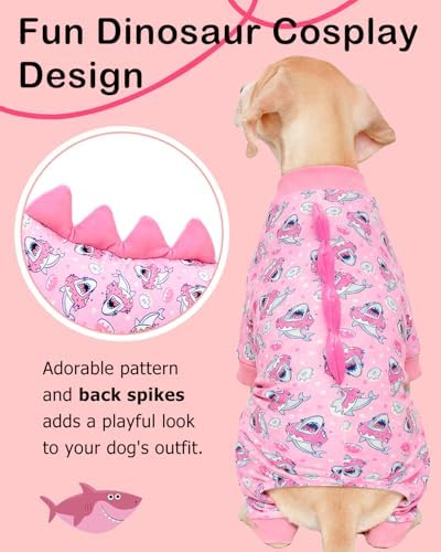 CuteBone Dinosaur Costume Dog Pajamas, Stretchy Spandex Crystal Velvet Sleepwear Coat for Small Dogs, Soft & Warm Pet Outfit Clothes for Cold Weather, Cozy Pullover Design COSP09XXL - Image 2
