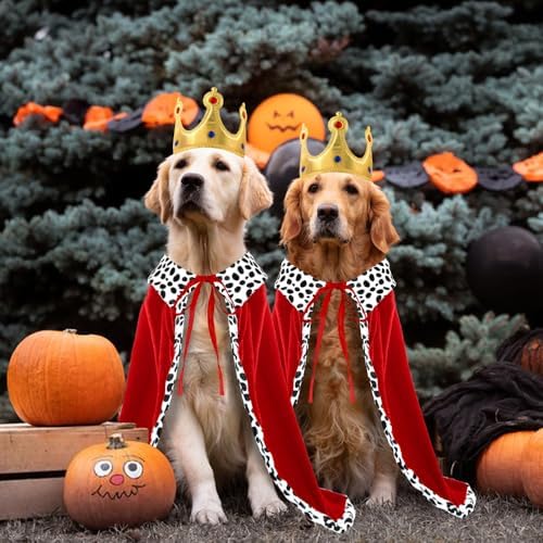 Halloween Dog King Costume Royal Cape with Crown for Medium Large Dogs - Image 6