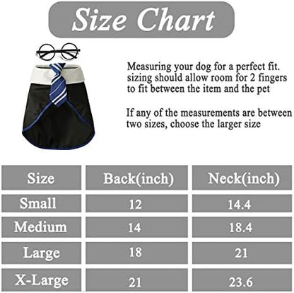 Dog Halloween Costume Pet Wizard Shirt Funny Cat Clothes for Dogs Cats Clothing with Glasses (Large,Blue) - Image 2