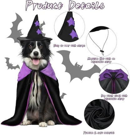 Rypet Halloween Dog Witch Costume Set Hat & Cape for Medium Large Dogs, L - Image 3