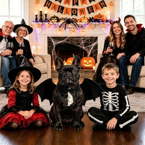 Halloween Dog Costume Glow in The Dark Black Bat Wings Adjustable M or L - Image 7