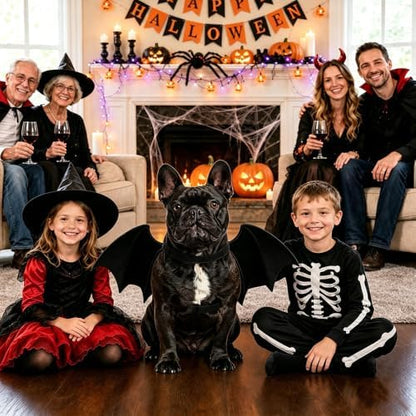 Halloween Dog Costume Glow in The Dark Black Bat Wings Adjustable M or L - Image 7