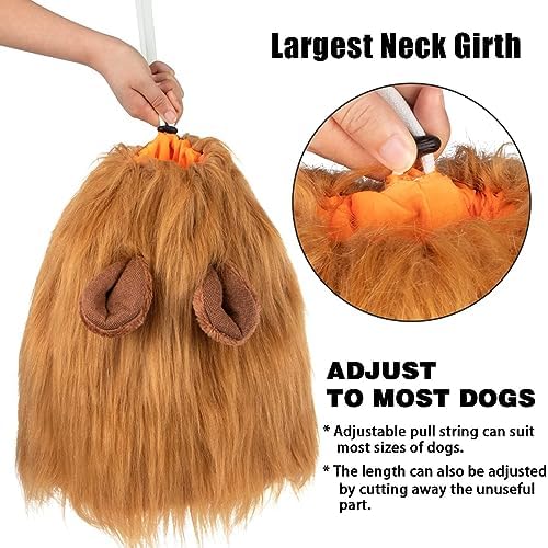 Dog Lion Mane Pet Halloween Costume - Adjustable Lion Wig Party Outfit Cosplay Apparel for Medium Large Dogs (Brown) - Image 4