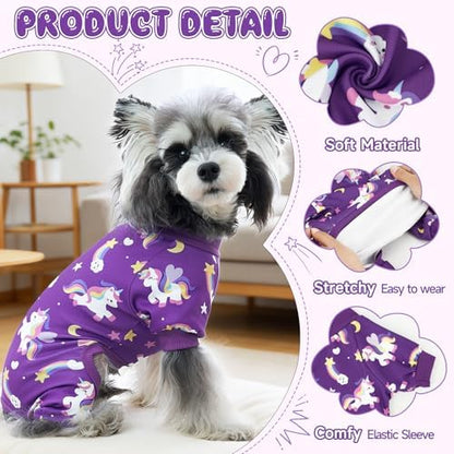 XPUDAC 4 Pack Dog Pajamas Cute Soft Dog Clothes for Small Medium Dogs Boy Girl Stretchy Pjs Jammies Outfit Puppy Onesies, X-Small - Image 4