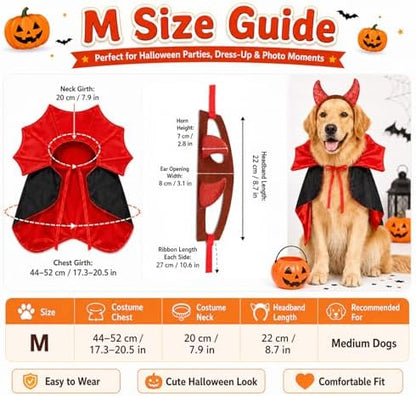 Dog Halloween Costumes,Devil Dog Costumes Cape Hairband for Dogs Medium - Image 2