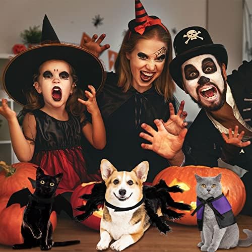 Syhood 3 Pcs Halloween Cat Dog Costume Set,Pet Bat Vampire Cloak,S,Cool - Image 4
