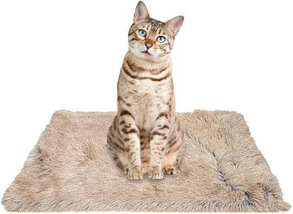 PJYuCien Dog Blankets for Small Dogs Washable - Fluffy Fuzzy Cat Blanket for Couch, Puppy Throw for Furniture with Polyester Fleece, Super Soft Plush for Pet Kitten Doggy, Brown, 16" x 24"