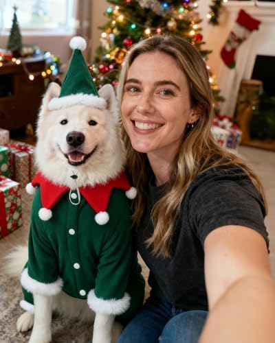 CuteBone Christmas Dog Costumes for Small, Medium, Large Dogs – Elf Pet Cosplay Outfits | Cute Puppy Costume for Holiday Party, Dress-Up, Photo Shoots GBZ07-3XL - Image 6