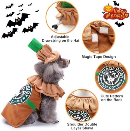 Latte Coffee Dog Costume - Dog Halloween Costume Pet Cosplay Clothes for Small Medium Dogs Puppies Cats for Christmas Birthday Party Photo Props Dress up Accessories Parade Halloween Decorations - Image 2