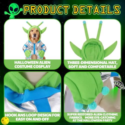 Halloween Green Alien Costume for Small Dog, Dog Astronaut Outfits, XL - Image 3