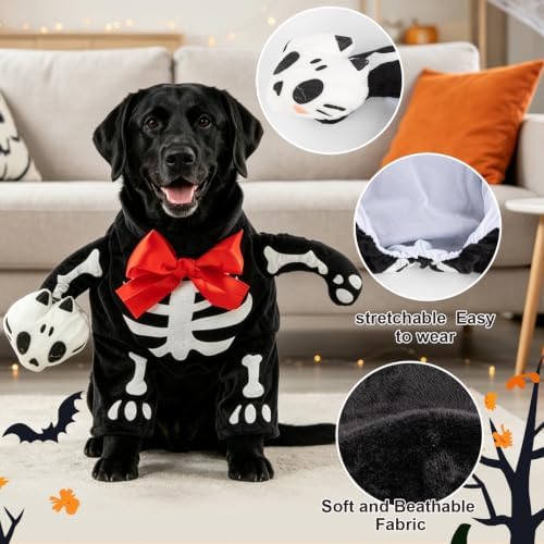 NACOCO Halloween Dog Funny Costume Pet Horror Skeleton Clothes Dog Wonderful Christmas Clothes for Small to Large Dog and Cat(Skeleton,S) - Image 2