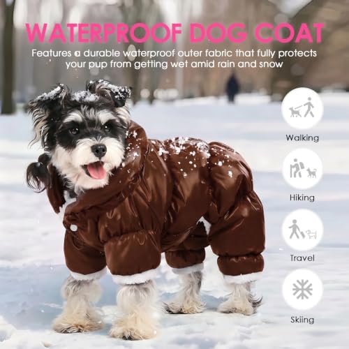 AOFITEE Small Dog Coat Waterproof Dog Winter Jacket Fullbody Dogs Snowsuit - Image 2