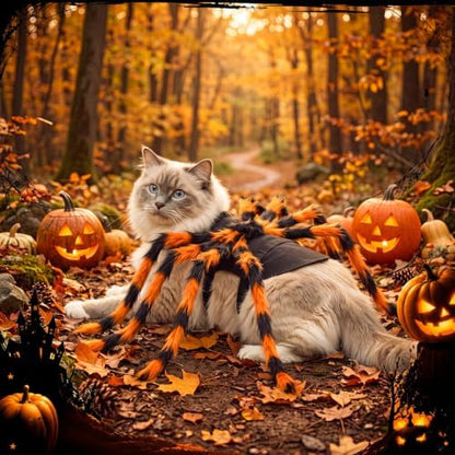 Huhumy Halloween Spider Costume with Safety Harness for Pets, Orange, S - Image 4