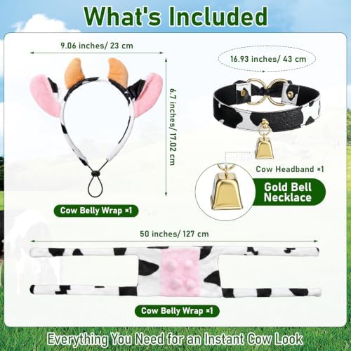Twistover 3 Pcs Cow Dog Costume Halloween Large Dog Costume Accessories Set - Image 3