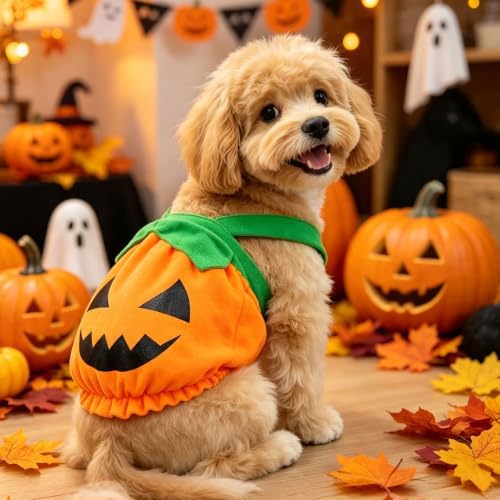 Dog Cat Halloween Pumpkin Costume Cute Festive Outfit for Small Dogs & Cats - Image 4