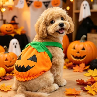 Dog Cat Halloween Pumpkin Costume Cute Festive Outfit for Small Dogs & Cats - Image 4