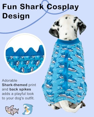 CuteBone Shark Costume Dog Pajamas, Stretchy Spandex Crystal Velvet Sleepwear Coat for Small Dogs, Soft & Warm Pet Outfit Clothes for Cold Weather, Cozy Pullover Design COSP07XS - Image 2