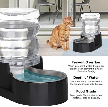 RIZZARI 4L Gravity Cat Water Dispenser:Spill Resistant for Apartments
