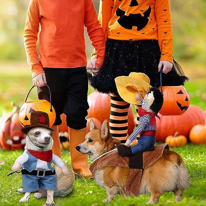 Abbylike 2 Pcs Dog Costume Cowboy Rider Doll Hat Outfit,Cowboy,Medium - Image 3