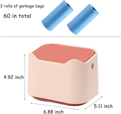 Mini Countertop Cat Litter Can with Press Type Lid, Includes 60 Refill Bags