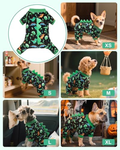 CuteBone Dinosaur Costume Dog Pajamas, Stretchy Spandex Crystal Velvet Sleepwear Coat for Small Dogs, Soft & Warm Pet Outfit Clothes for Cold Weather, Cozy Pullover Design COSP22M - Image 5