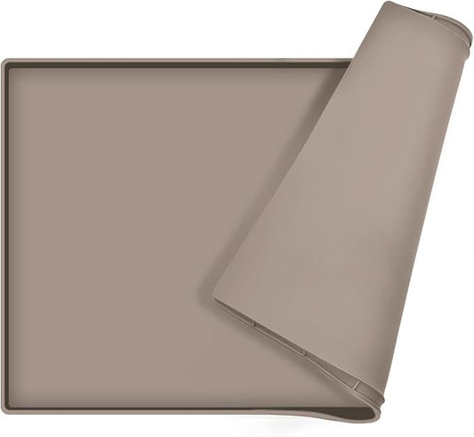 Dog Food Mat,Silicone Waterproof Food Tray,Non Slip Pet Bowl Mats Placemat,0.6" Raised Edge,Suitable for Most Small and Medium Sized Pets,18.5" x 11.5"