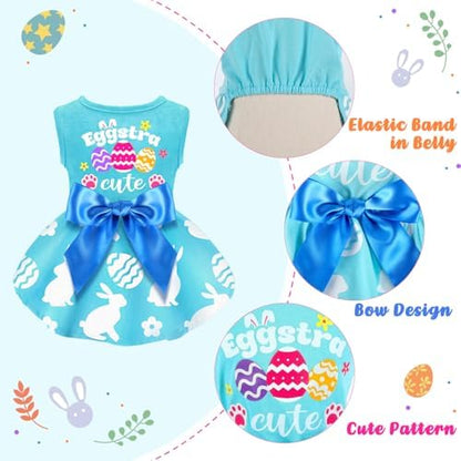 Dog Easter Outfit Cute Happy Easter Day Dog Dress Bunny Eggs Easter Dog Cat Clothes Pink Tulle Pet Doggie Apparel Outfit with Bowknot for Small Dogs Puppy Cat Girl Costume - Image 4