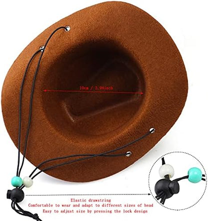 Yewong Pet Cowboy Costume Accessories - Dog Cat Pet Size Cowboy Hat and Bandana Scarf West Accessories for Puppy Kitten Party Festival and Daily Wearing Set of (Coffee Hat+Black Bandana) - Image 5
