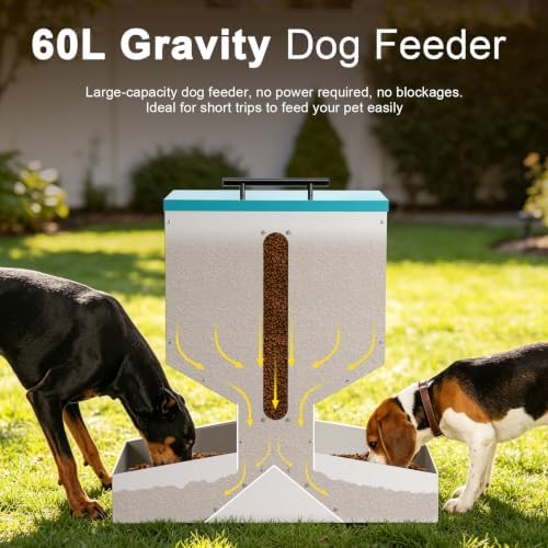 60L Automatic Dog Feeder for 2 Large Breed Gravity Dog Feeder