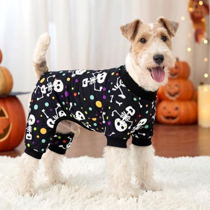 XPUDAC Dog Halloween Pajamas for Small Medium Dogs Skull Costume Soft Puppy Clothes Pet Outfit cat Jumpsuits, X-Small - Image 3