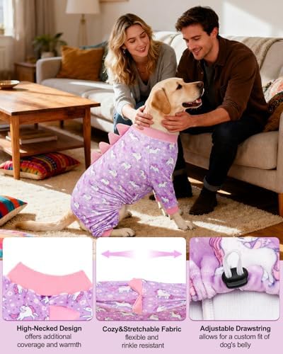 CuteBone Dinosaur Costume Dog Pajamas, Stretchy Spandex Crystal Velvet Sleepwear Coat for Small Dogs, Soft & Warm Pet Outfit Clothes for Cold Weather, Cozy Pullover Design COSP11-3XL - Image 3