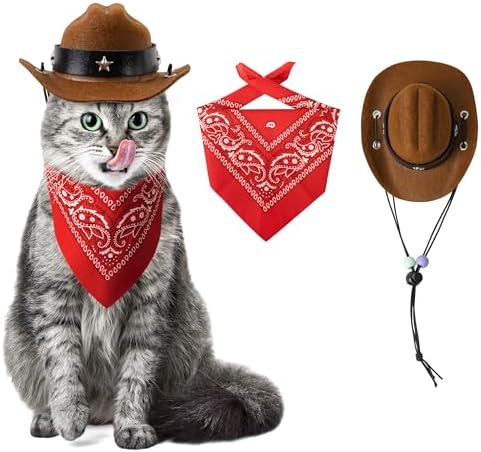 Dog Halloween Costumes - Cowboy Hat & Bandana for Small to Large Dogs by Betterqualityoflife