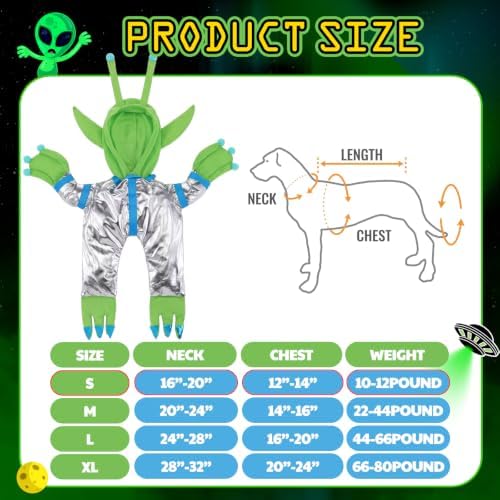 Halloween Green Alien Costume for Small Dog, Dog Astronaut Outfits, S - Image 2