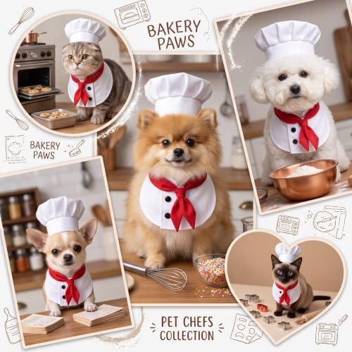2 Piece Chef Dog Halloween Costume for Small Medium Dogs Cats(Large) - Image 6