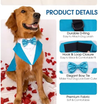 Kuoser Dog Tuxedo, Dog Suit and Bandana Set, Dogs Costume with D-Ring - Image 3
