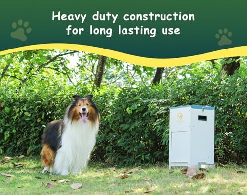 Dog Feeder - 25 lbs Heavy Duty Pet Feeder Automatic Dog Food Station Pet Lodge Galvanized Steel for Medium and Large Dog Outdoor Use (Assembly Required)