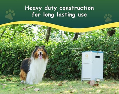 Dog Feeder - 25 lbs Heavy Duty Pet Feeder Automatic Dog Food Station Pet Lodge Galvanized Steel for Medium and Large Dog Outdoor Use (Assembly Required)