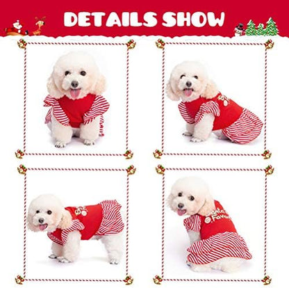 EXPAWLORER Dog Christmas Dress for Small Dogs,Puppy Costumes Pet Clothes Holiday Girl Dogs Shirt with Santa's Favorite Pattern,Party Dog Vest Dresses Cat Apparel Sweater Warm Skirt - Image 4