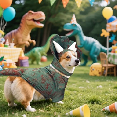 Huhumy Triceratops Dog Costume Halloween Dino Dog Costume Cosplay, Small - Image 4