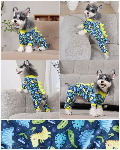 CuteBone Dinosaur Costume Dog Pajamas, Stretchy Spandex Crystal Velvet Sleepwear Coat for Small Dogs, Soft & Warm Pet Outfit Clothes for Cold Weather, Cozy Pullover Design COSP10M - Image 6