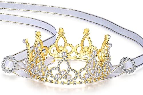 Lovelyshop Pet Series Gold Plated Royal Rhinestone Pearl Full Round Dog/Cat Crown for Rolyal Family Costume Hair Accessories-Medium Size - Image 5