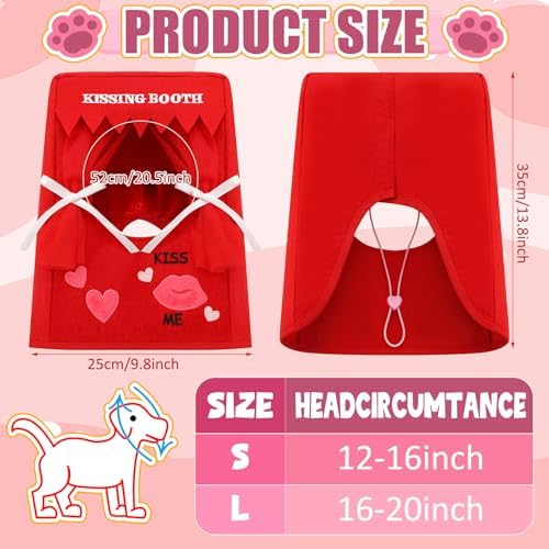 Hallowen Dog Kissing Booth Costume Headpiece for Pets, Red, L/XL - Image 2