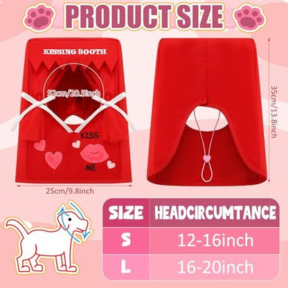 Hallowen Dog Kissing Booth Costume Headpiece for Pets, Red, L/XL - Image 2