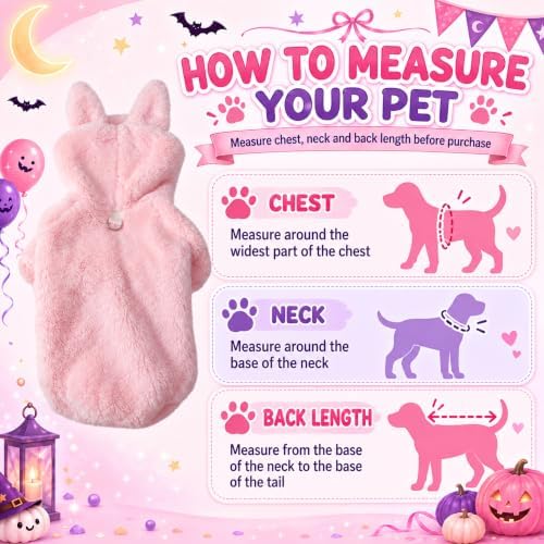Halloween Pet Costume Bunny Ear Hoodie Pullover, XX-Large, Pink - Image 3