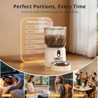 Automatic Cat Feeder with Camera, 2K Video, WiFi, Backup Power, 4L