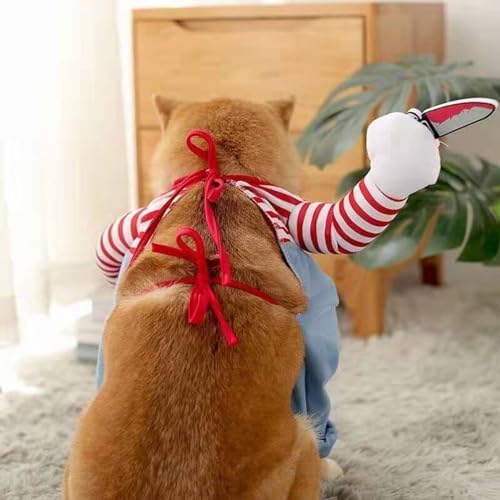 Dog Halloween Costume,Funny Chucky Dog Costume with Pet Wig,Cosplay Scary Outfit with Knife Clothes for Dogs (Large) - Image 6