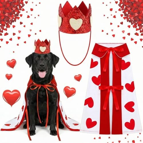Hillban Halloween Dog King Costumes Heart Crown Queen Pet Cloak Set M by Hillban