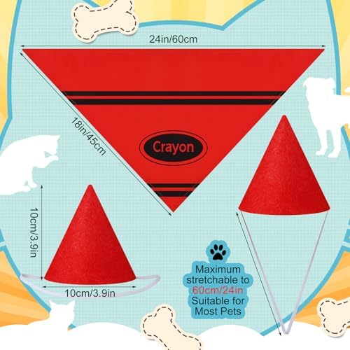 Huhumy 8 Set Crayon Dog Bandanas Costume, Crayon Pet Bandana and Hat Set - Image 2